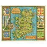 Travel Poster Ireland Illustrated Pictorial Map British Railways Burley