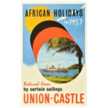 Travel Poster Union Castle Line African Holidays Ocean Cruise Liner