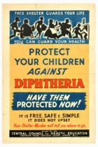 Propaganda Poster Diphtheria Shelter Health Education Hygiene WWII