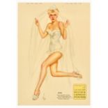 Advertising Poster Vargas Girls June Pinup Calendar Bride Model