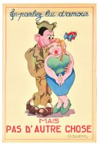 Propaganda Poster Parlez Lui dAmour Careless Talk Love Couple Military