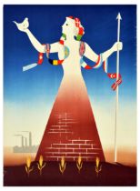 Propaganda Poster ERP European Union Cooperation Marshall Plan Woman with Peace