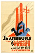 Advertising Poster Art Deco Jaarbeurs Vlaams Fair Economisch Verbond Belgium