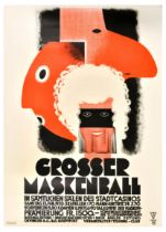 Advertising Poster Art Deco Masquerade Masked Ball Basel Casino Switzerland Grosser Maskenball