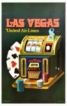 Travel Poster Las Vegas Casino United Airlines