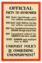 Propaganda Poster Unionist Policy Conquering Unemployment UK Elections