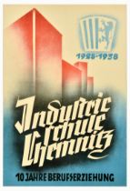 Advertising Poster Art Deco Chemnitz Industrial School Vocational Training