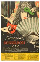 Advertising Poster Art Deco Carnival Dusseldorf 1939 Karneval