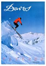 Travel Poster Davos Parsenn Switzerland Skiing Resort