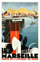 Travel Poster Marseille Porte de L Afrique Du Nord Roger Broders