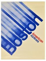 Travel Poster Boston American Airlines Massachusetts