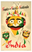 Travel Poster India Feasts Of Fairs And Festivals Masks