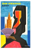 Travel Poster Air France Spain Guy Georget