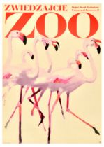 Travel Poster Warsaw Zoo Flamingo Swierzy Zoological Garden
