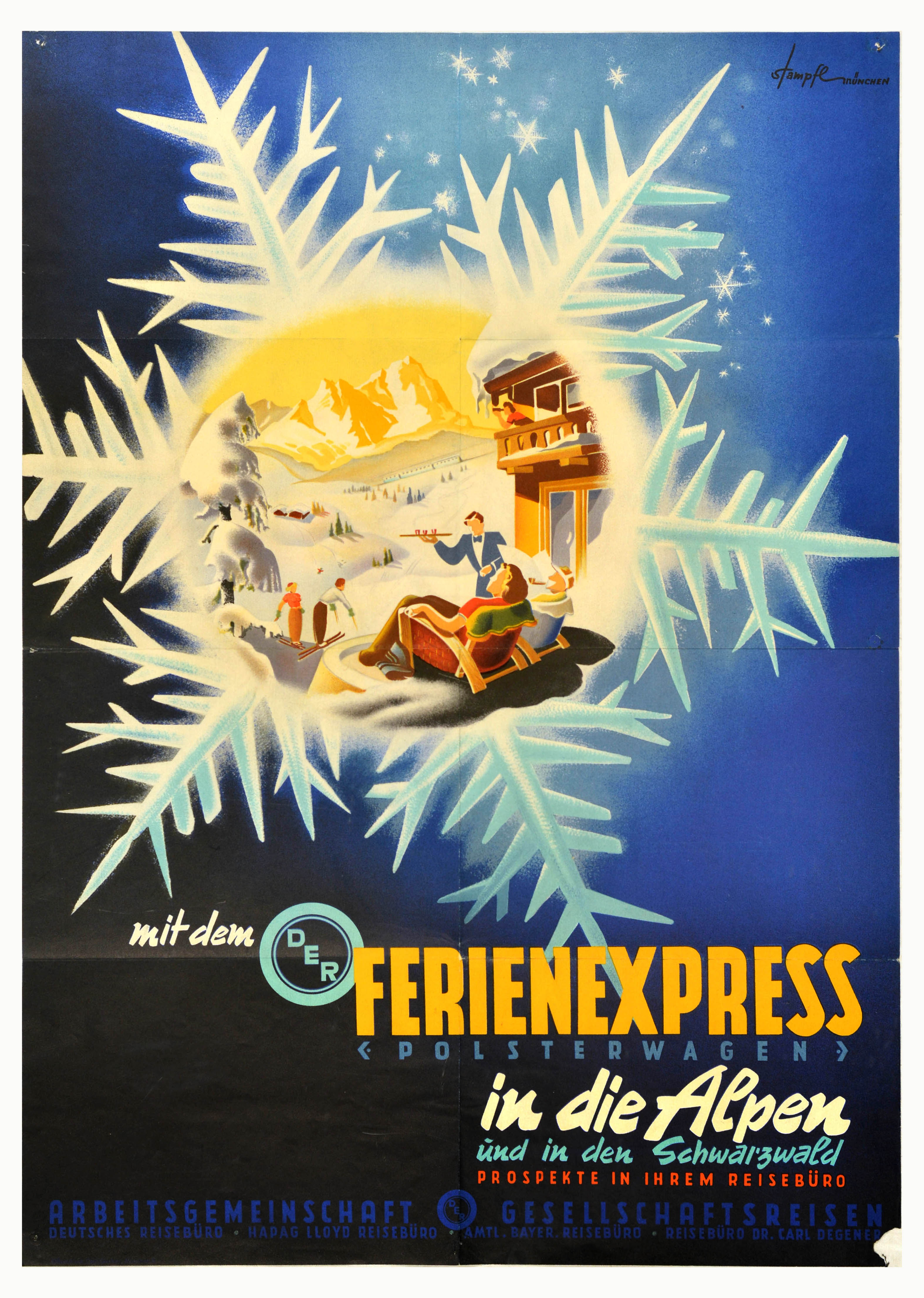 Sport Poster Ski Alps Holiday Express Train