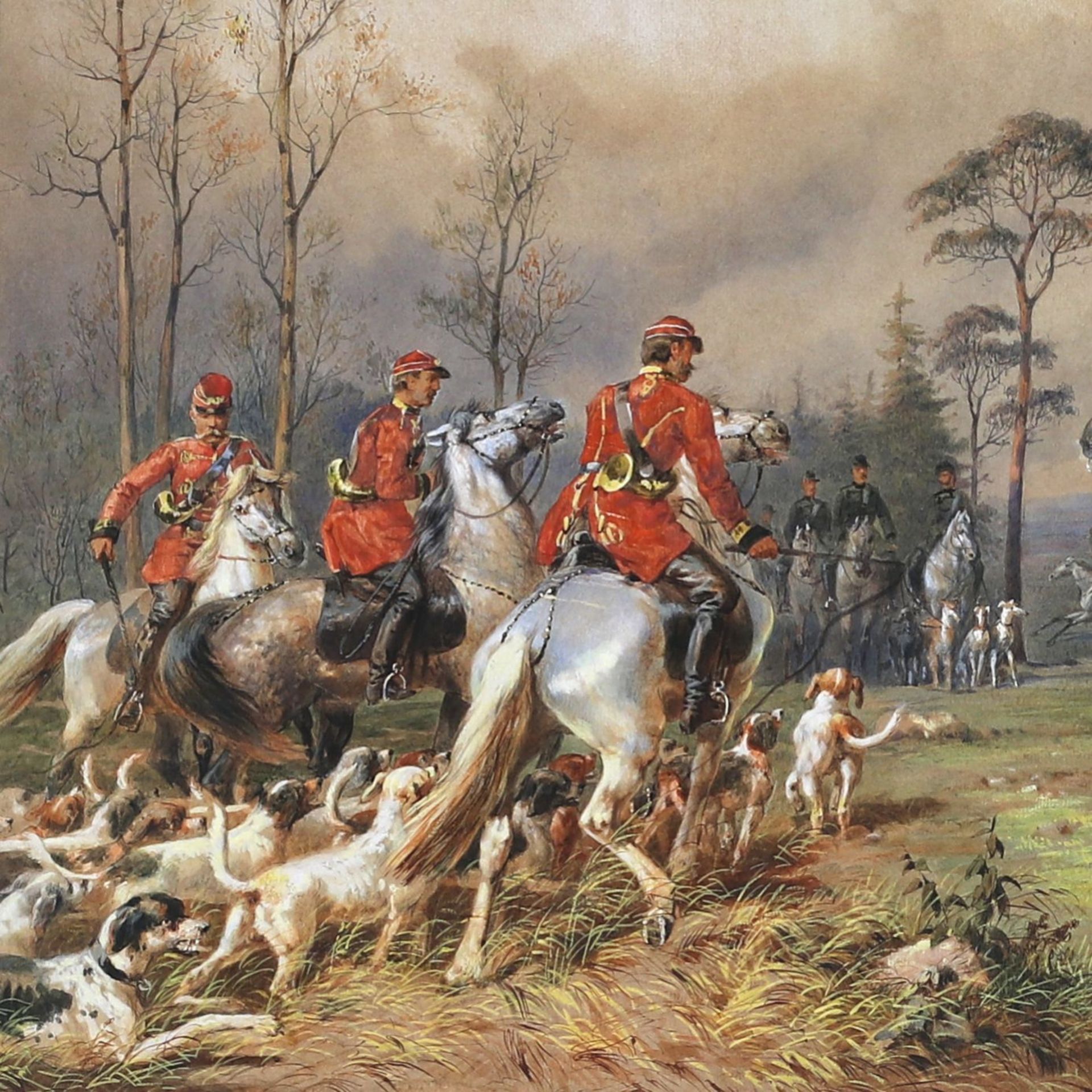 M.A. Zichy. Watercolor. Horse hunting of Alexander II near St. Petersburg. - Image 4 of 14
