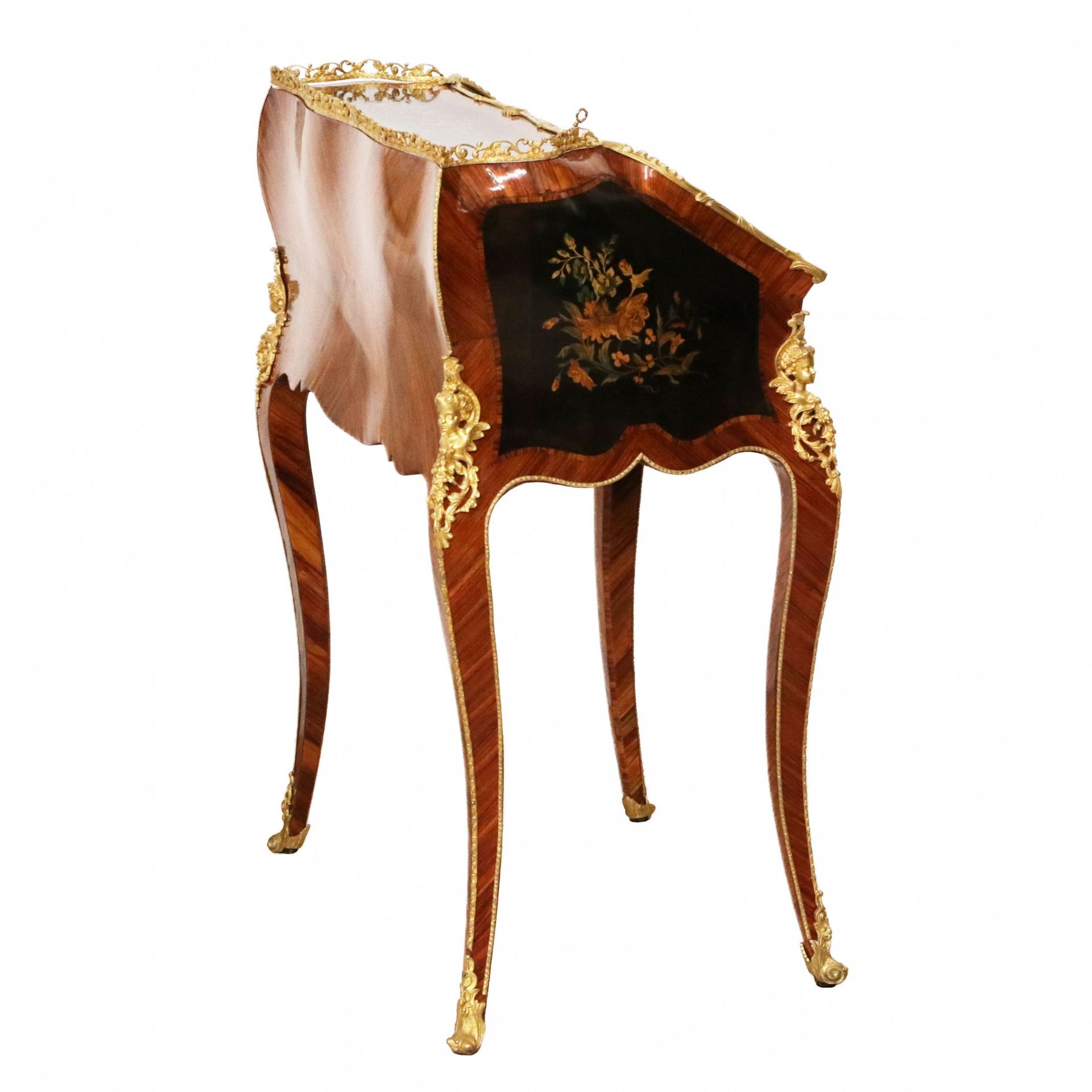 Coquettish ladies` bureau in wood and gilded bronze, Louis XV style. - Image 6 of 11