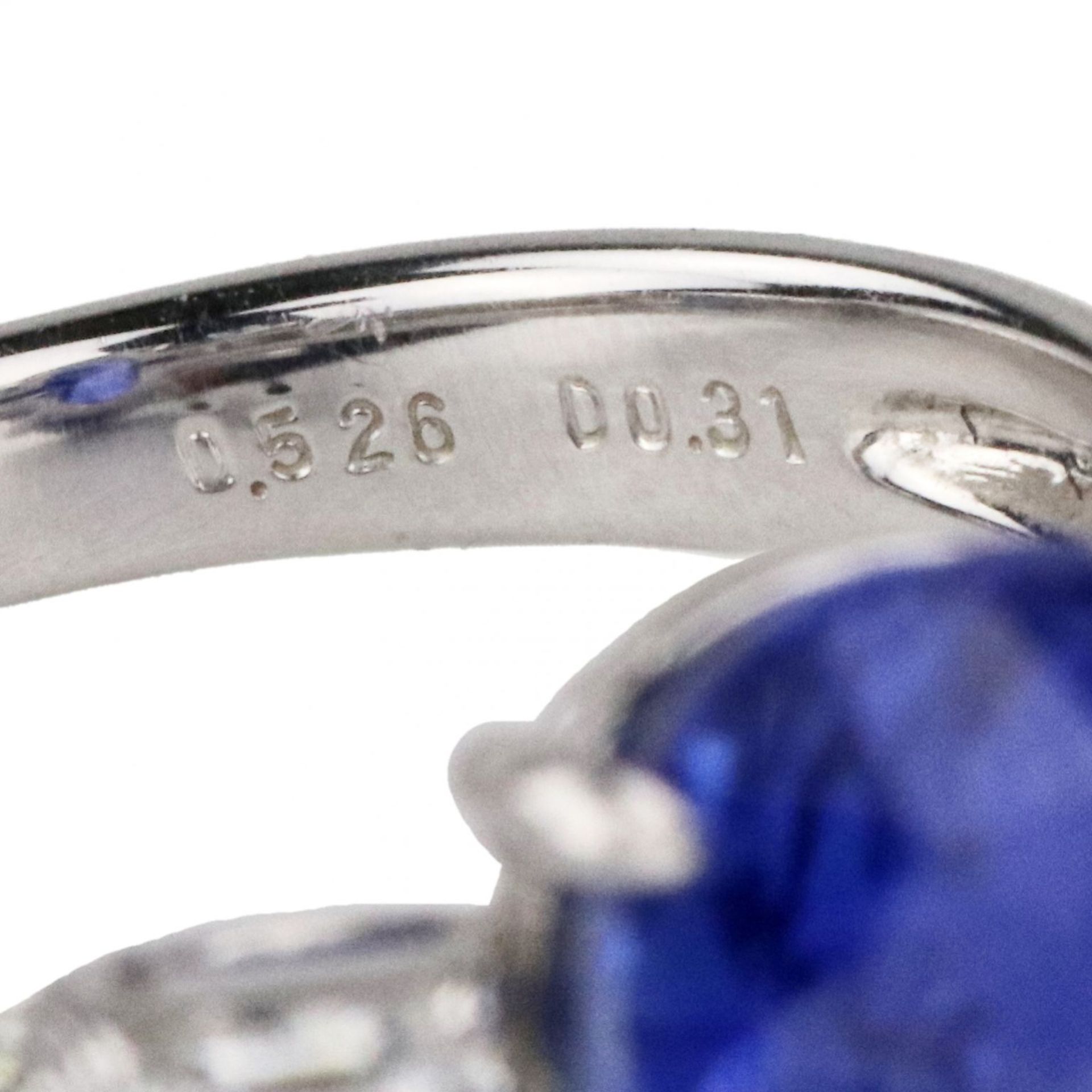 Unique, women`s ring in platinum with natural sapphire 7.31k and diamonds. - Bild 7 aus 9