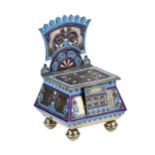 Silver cloisonne-enamel throne saltcellar.