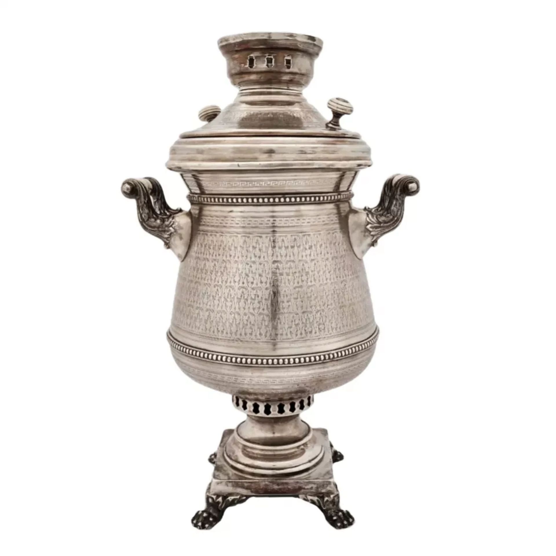 Large, silver, Russian samovar. I.E.MOROZOV. 1896 - Image 5 of 11