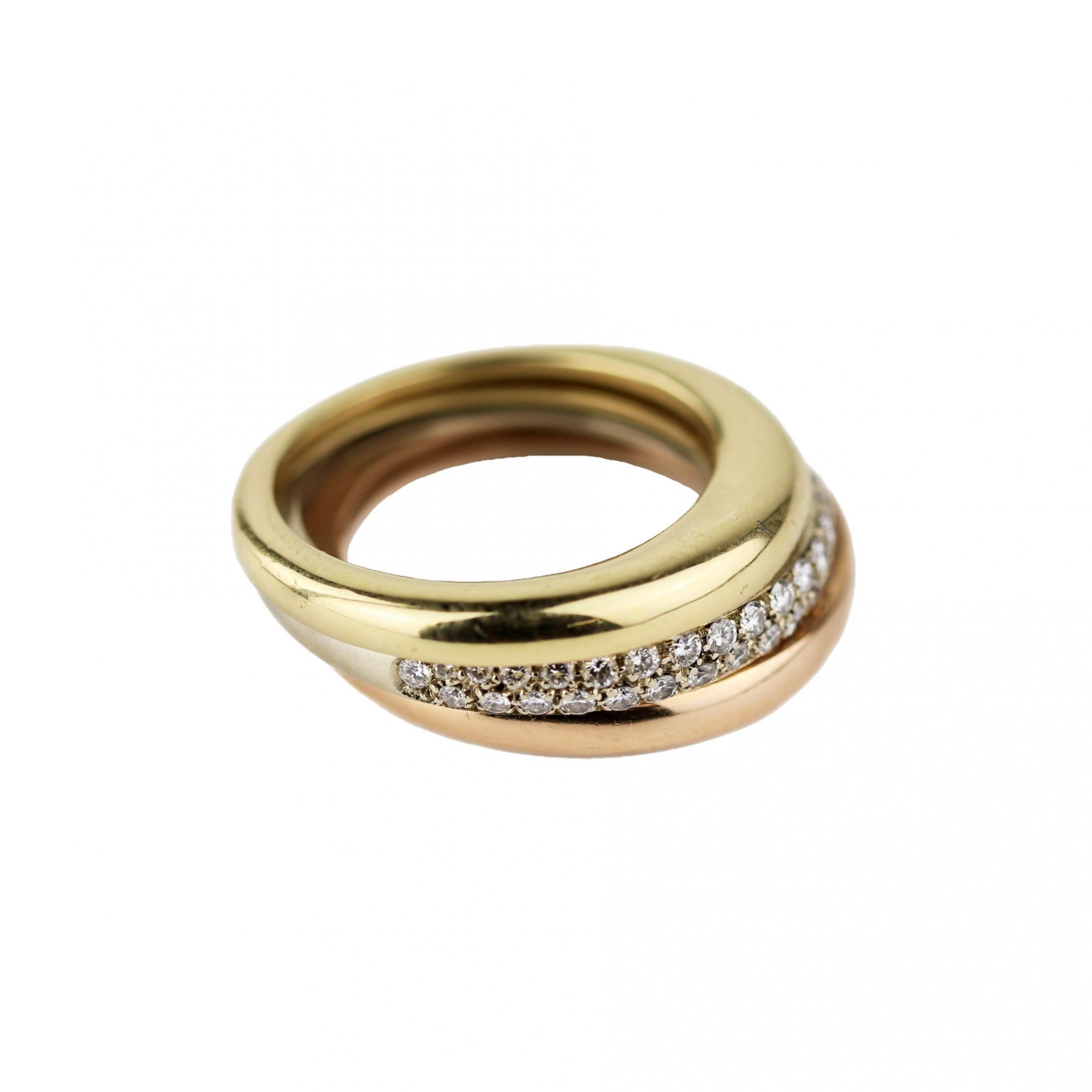 Cartier Mobilis tricolor 0.750 diamond ring in the original case. - Image 5 of 8
