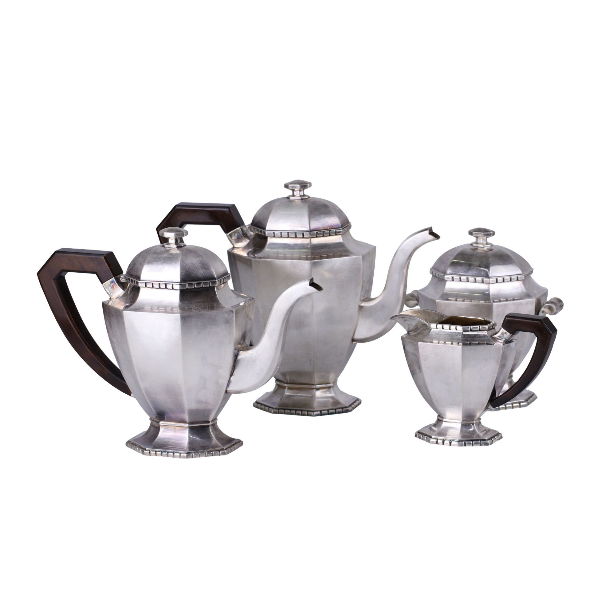 Silver tea and coffee set in Art Deco style. - Bild 2 aus 3