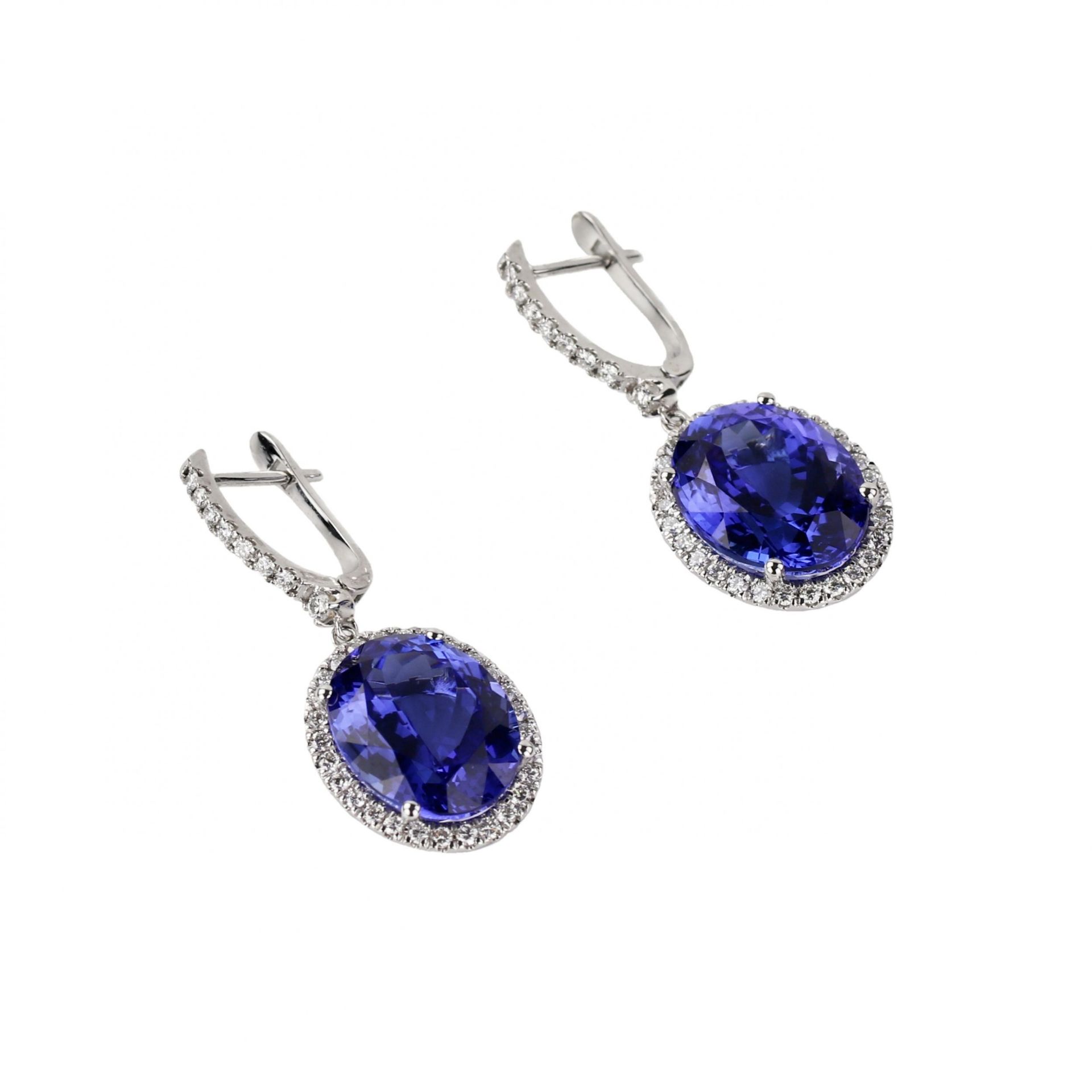 Manuel Spinosa. Gold earrings with tanzanites and diamonds. - Image 3 of 7