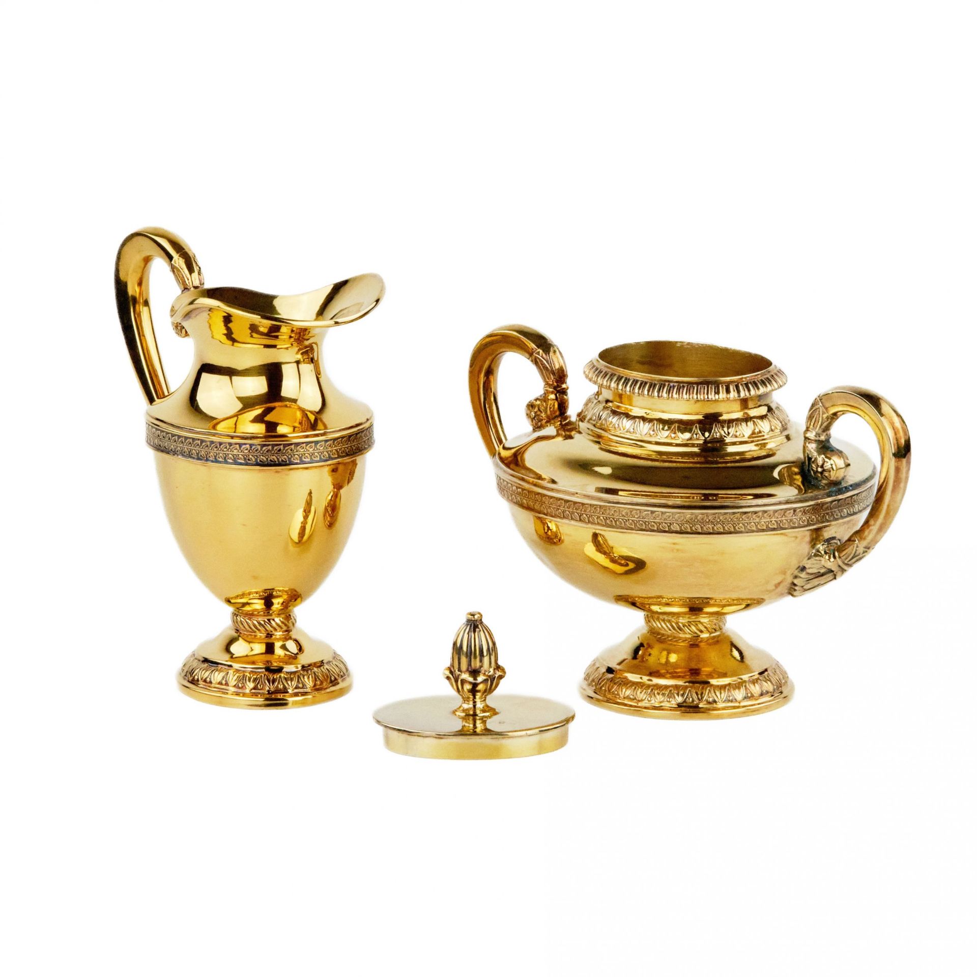 Tea and coffee service made of gilded silver. Bruckmann & Sohne. - Bild 6 aus 10