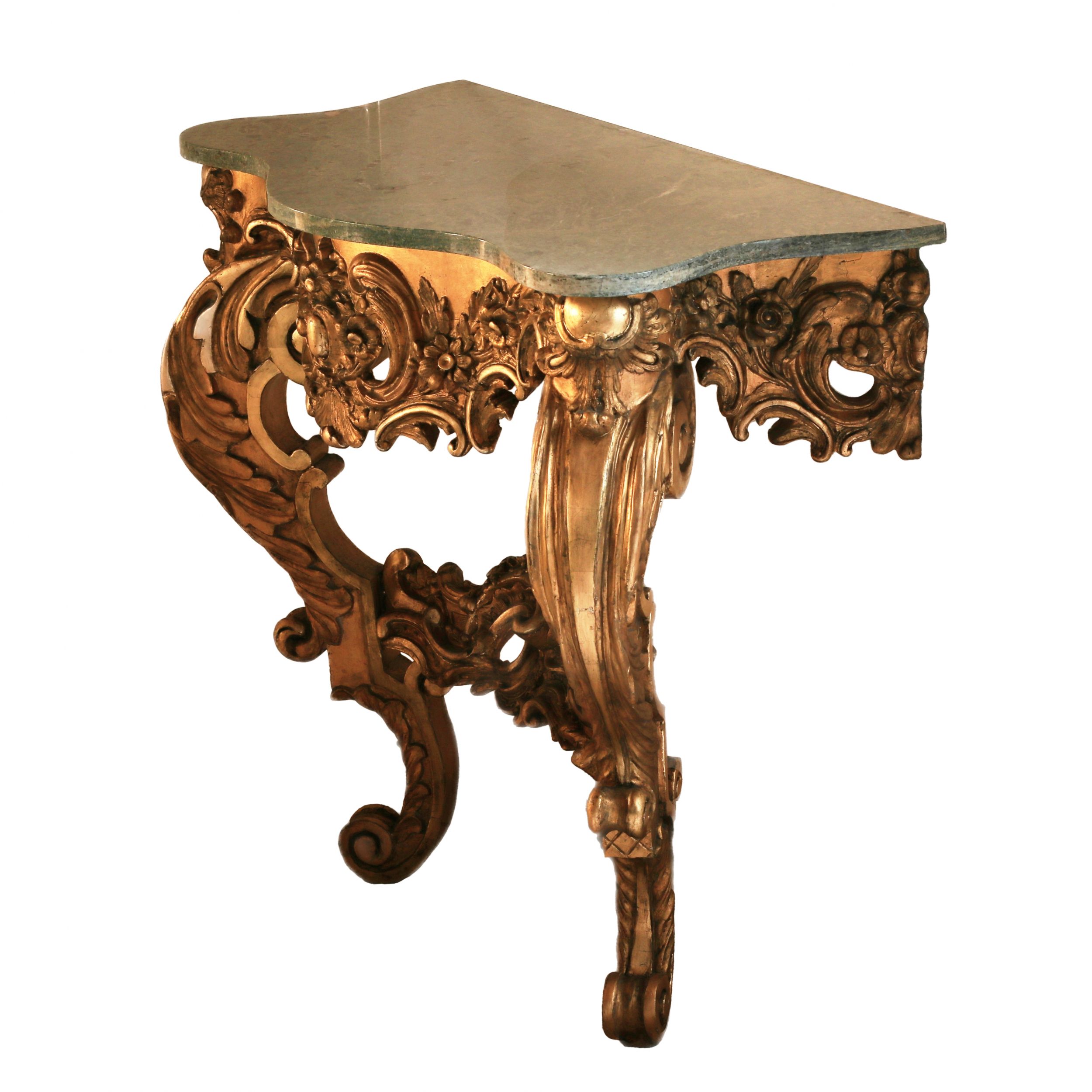 Wooden, gilded console of the 19th century. - Image 4 of 6