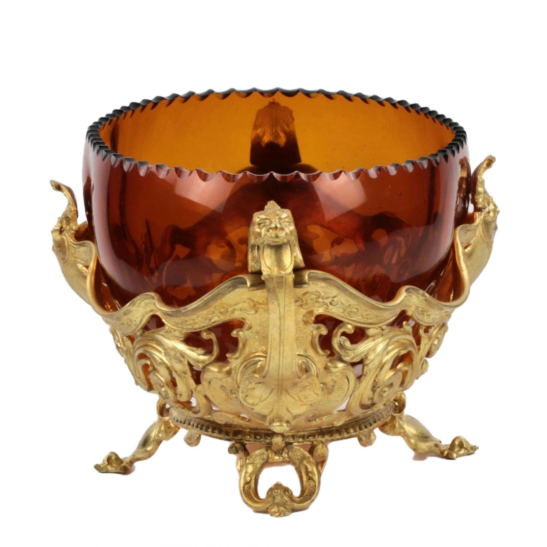 Bronze jardiniere with glass. 1920 century. - Image 3 of 6