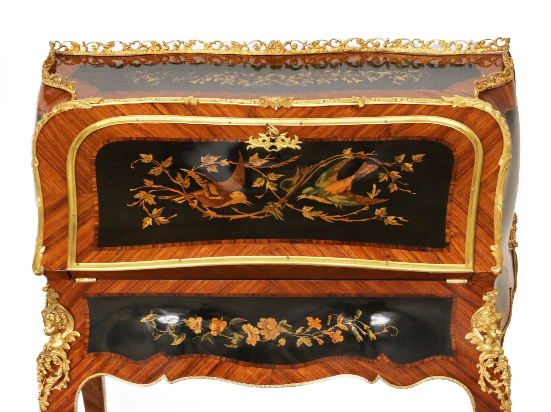 Coquettish ladies` bureau in wood and gilded bronze, Louis XV style. - Image 10 of 11