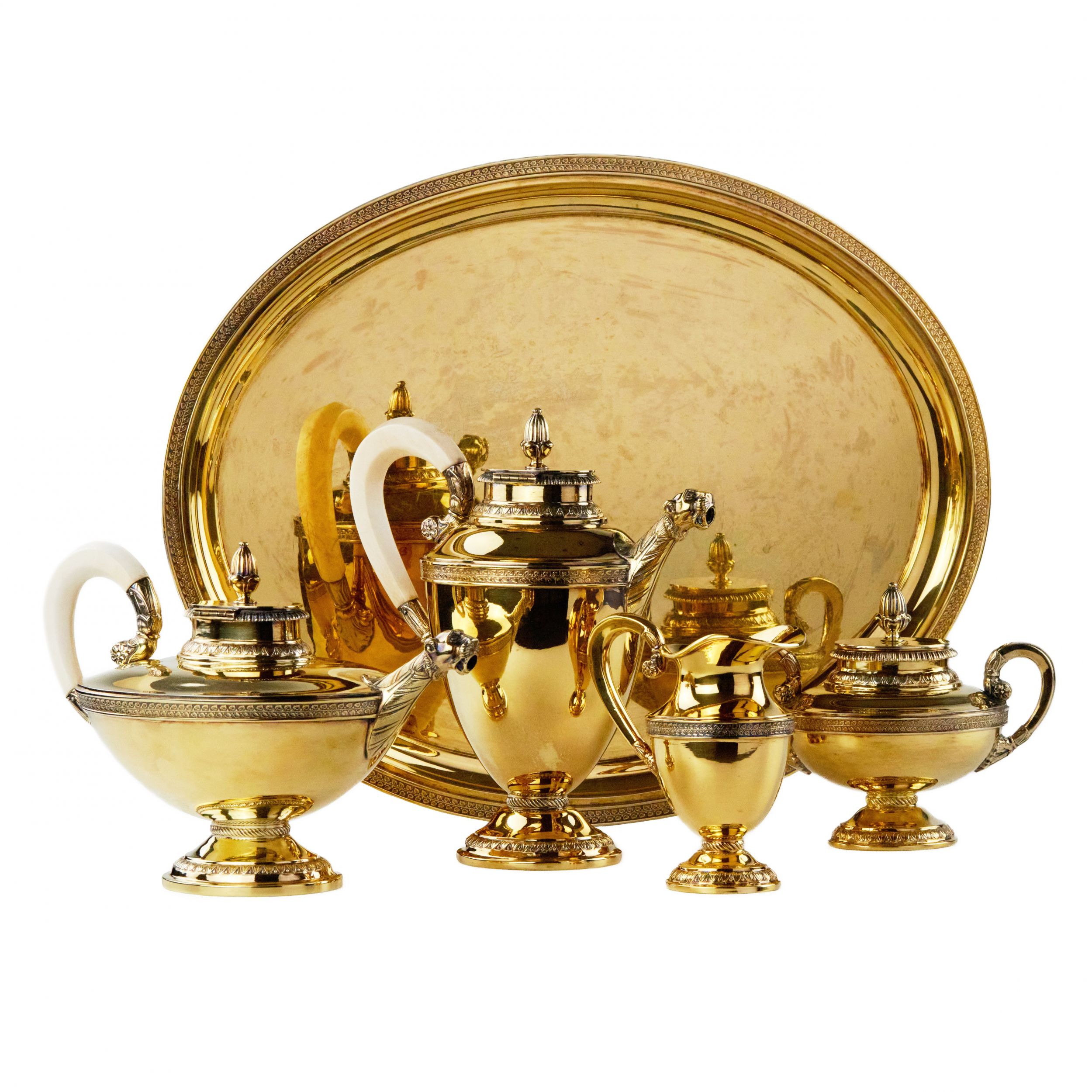 Tea and coffee service made of gilded silver. Bruckmann & Sohne. - Image 2 of 10