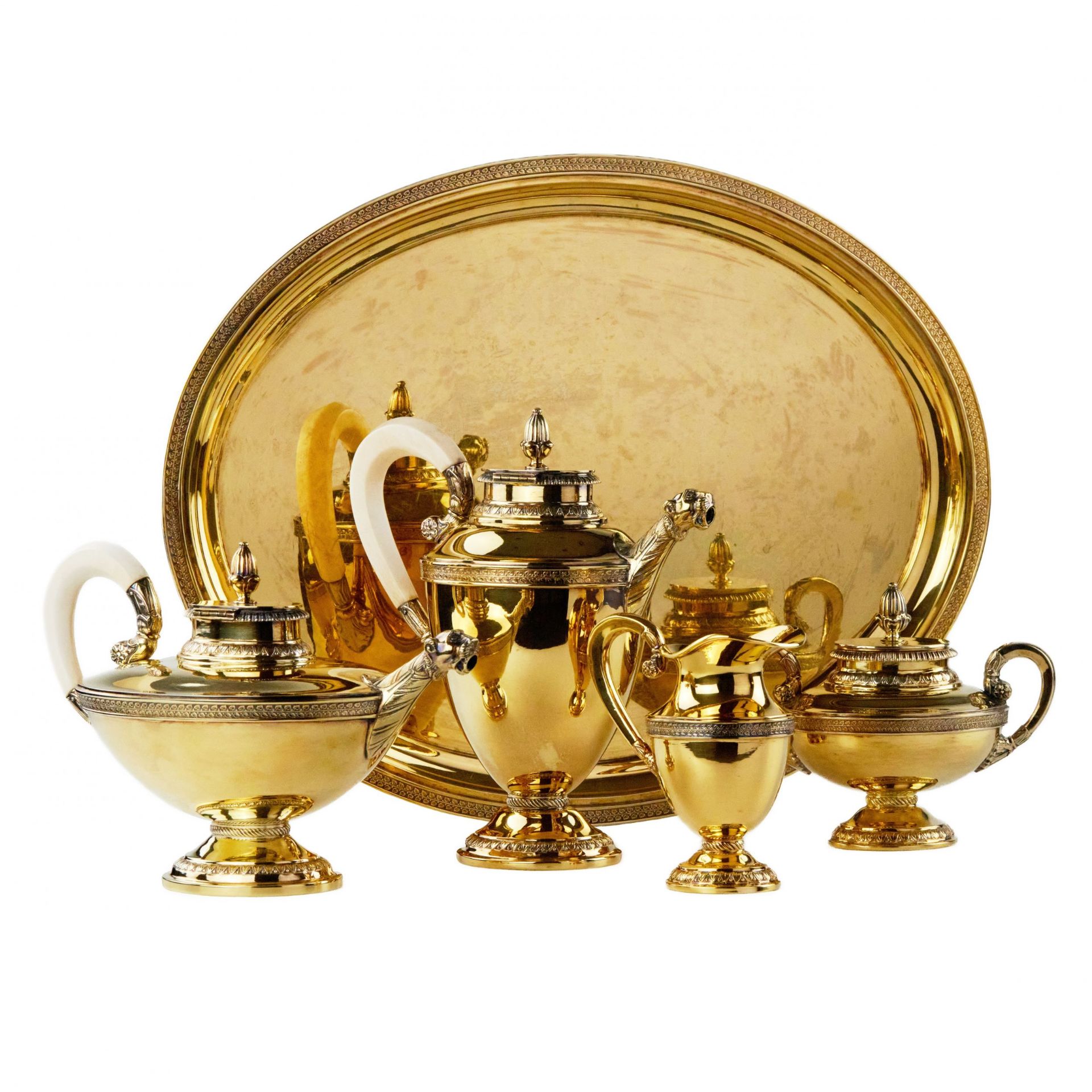 Tea and coffee service made of gilded silver. Bruckmann & Sohne. - Bild 2 aus 10