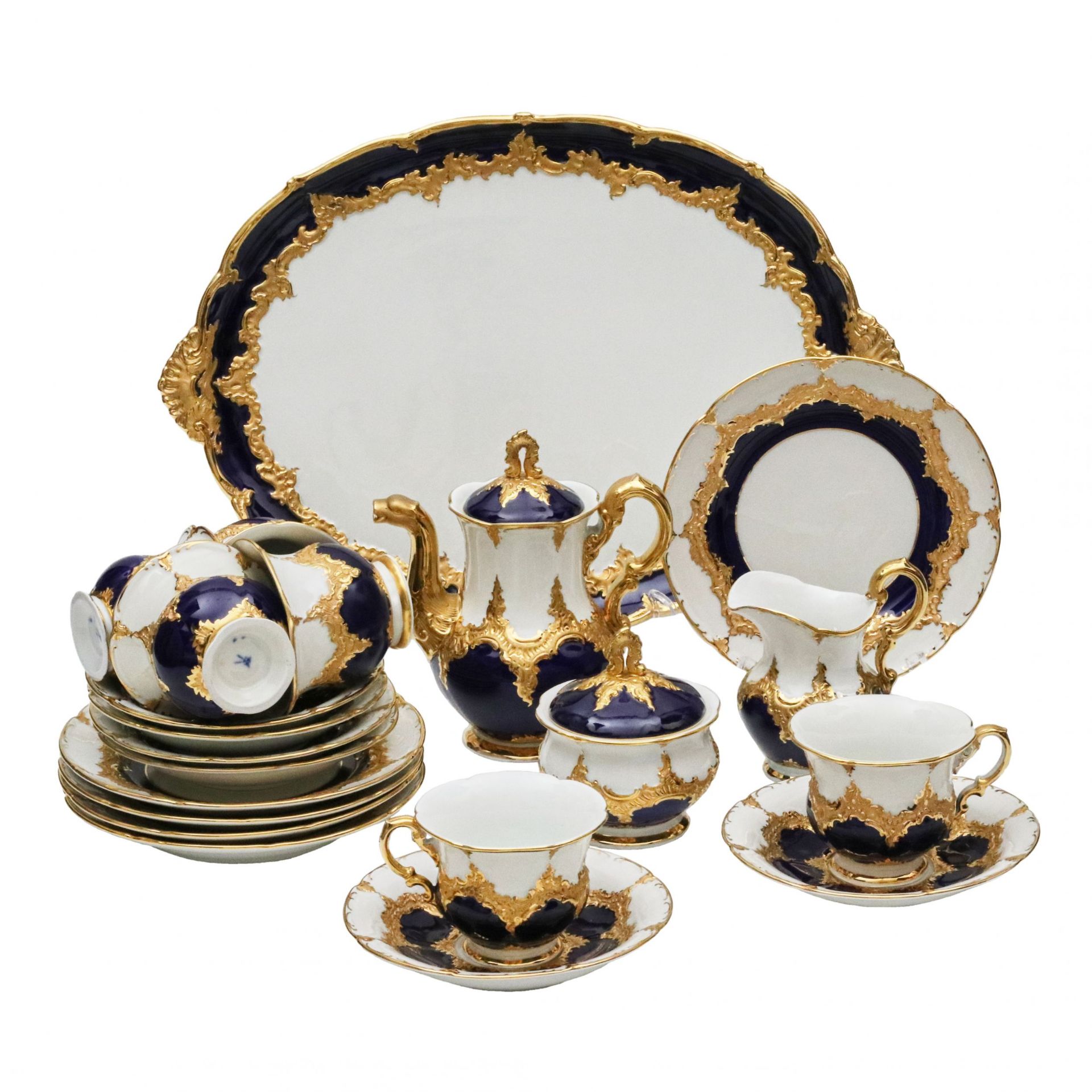 Meissen B Form. Tea and coffee service for six people. 20th century. - Bild 2 aus 9