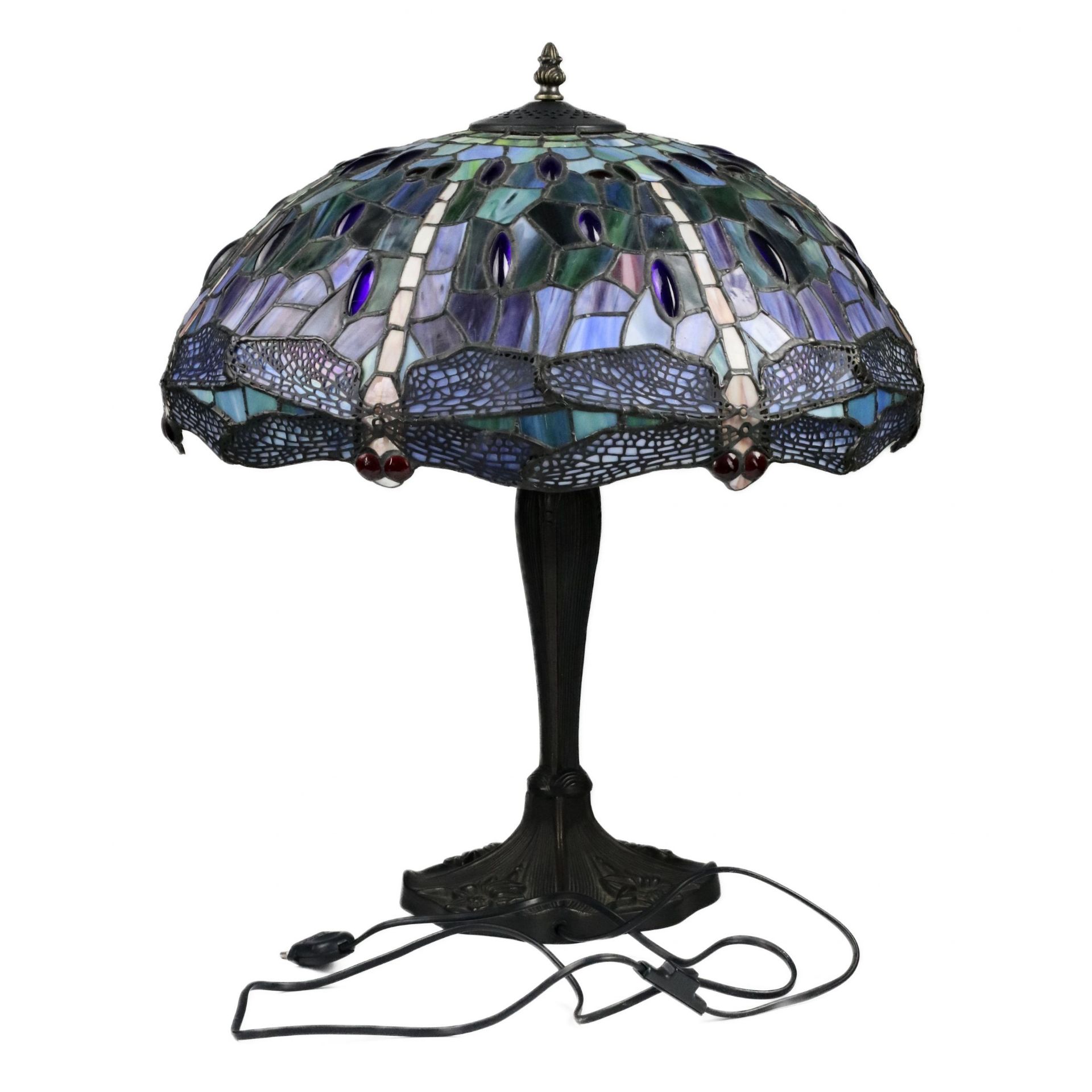 Stained glass lamp in Tiffany style. 20th century. - Image 4 of 5