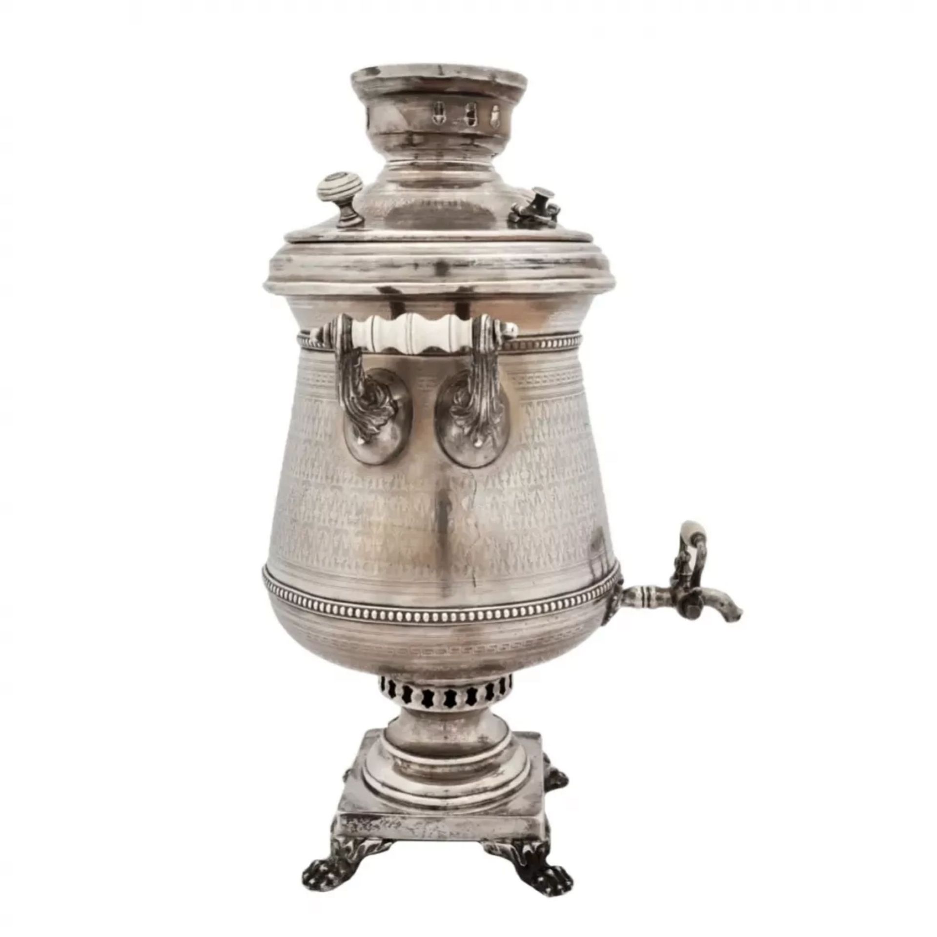 Large, silver, Russian samovar. I.E.MOROZOV. 1896 - Image 3 of 11