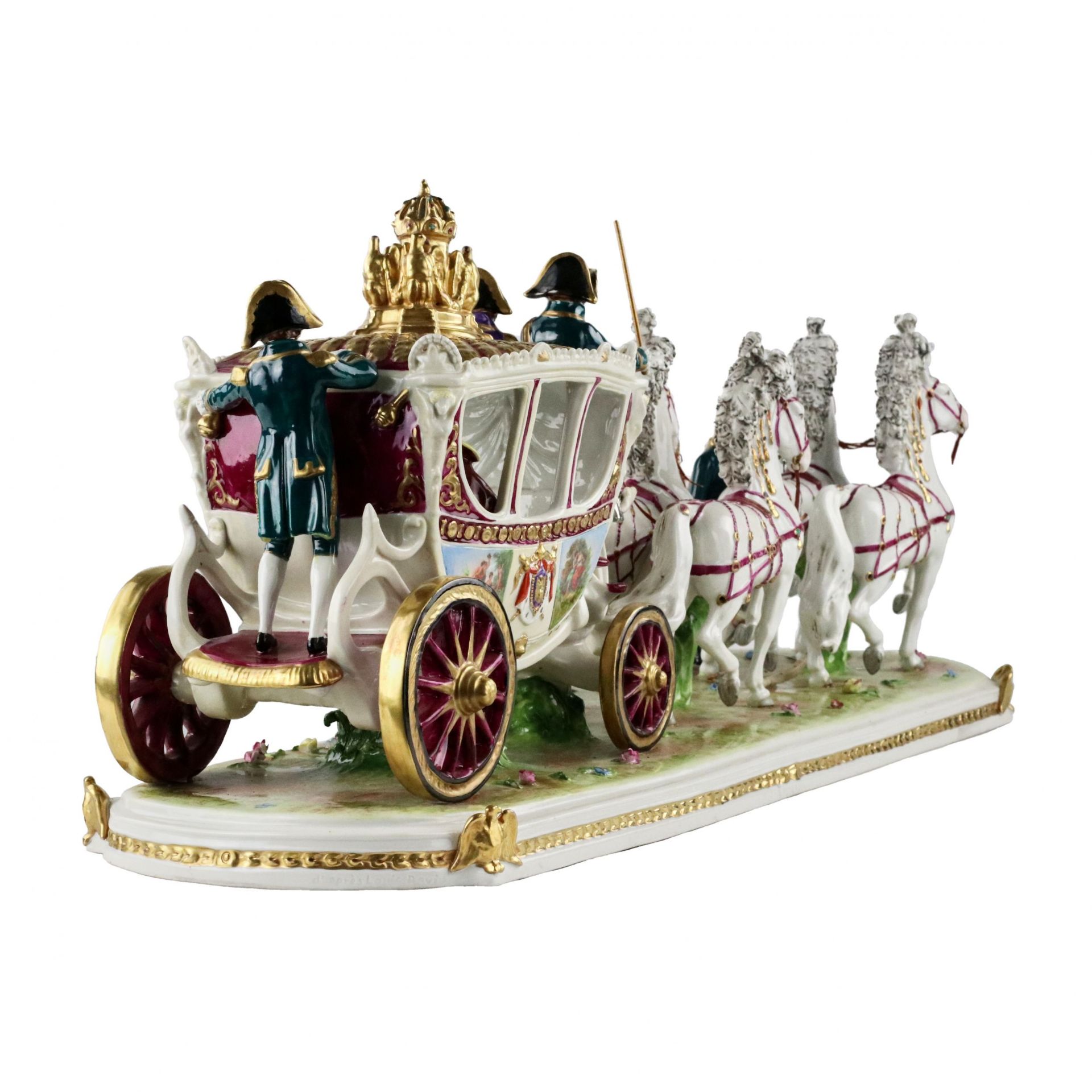 Saxon, sculptural, porcelain group Wedding carriage of Napoleon Bonaparte. - Bild 4 aus 12