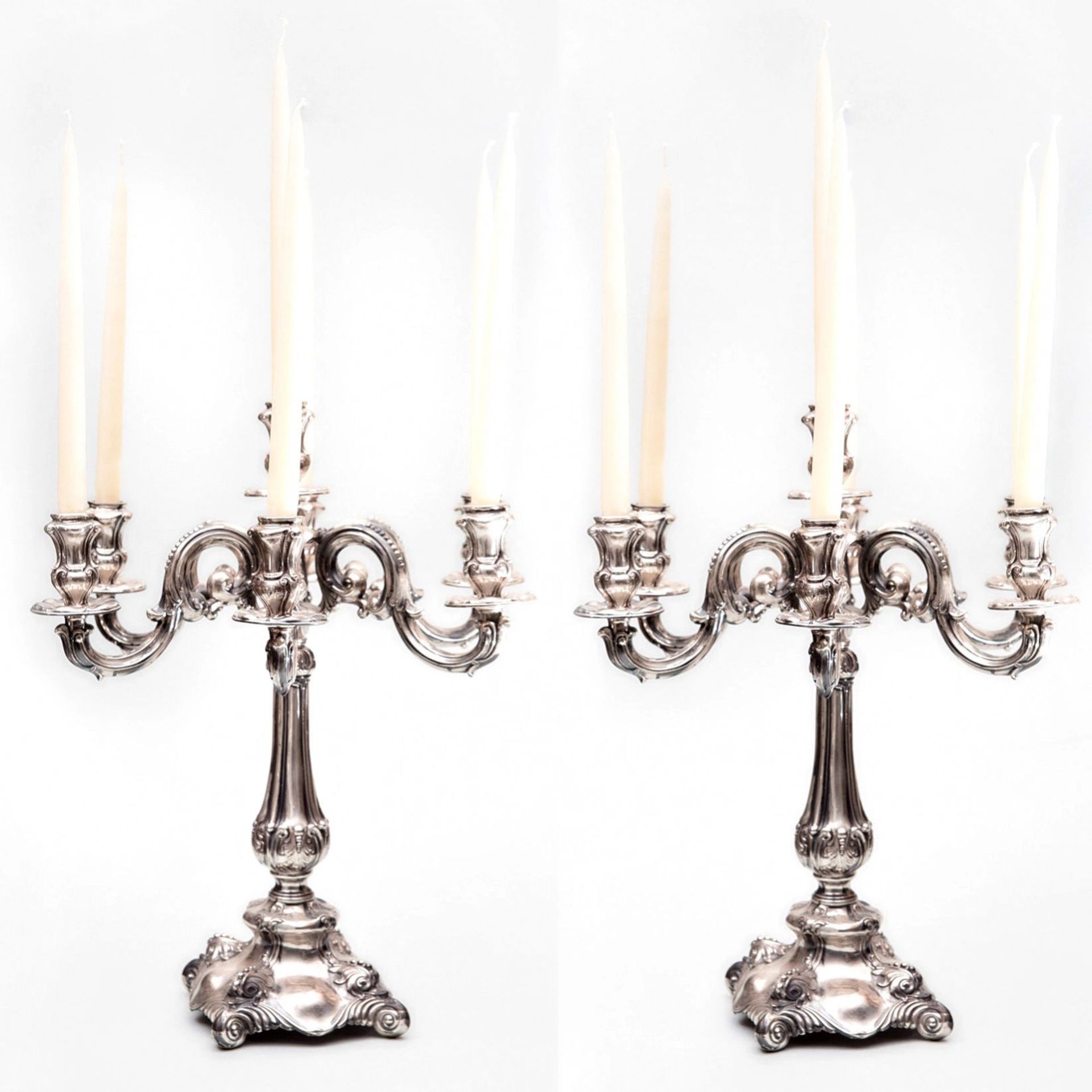 Pair of silver candelabra. Vercelli 1920 century. - Bild 6 aus 6