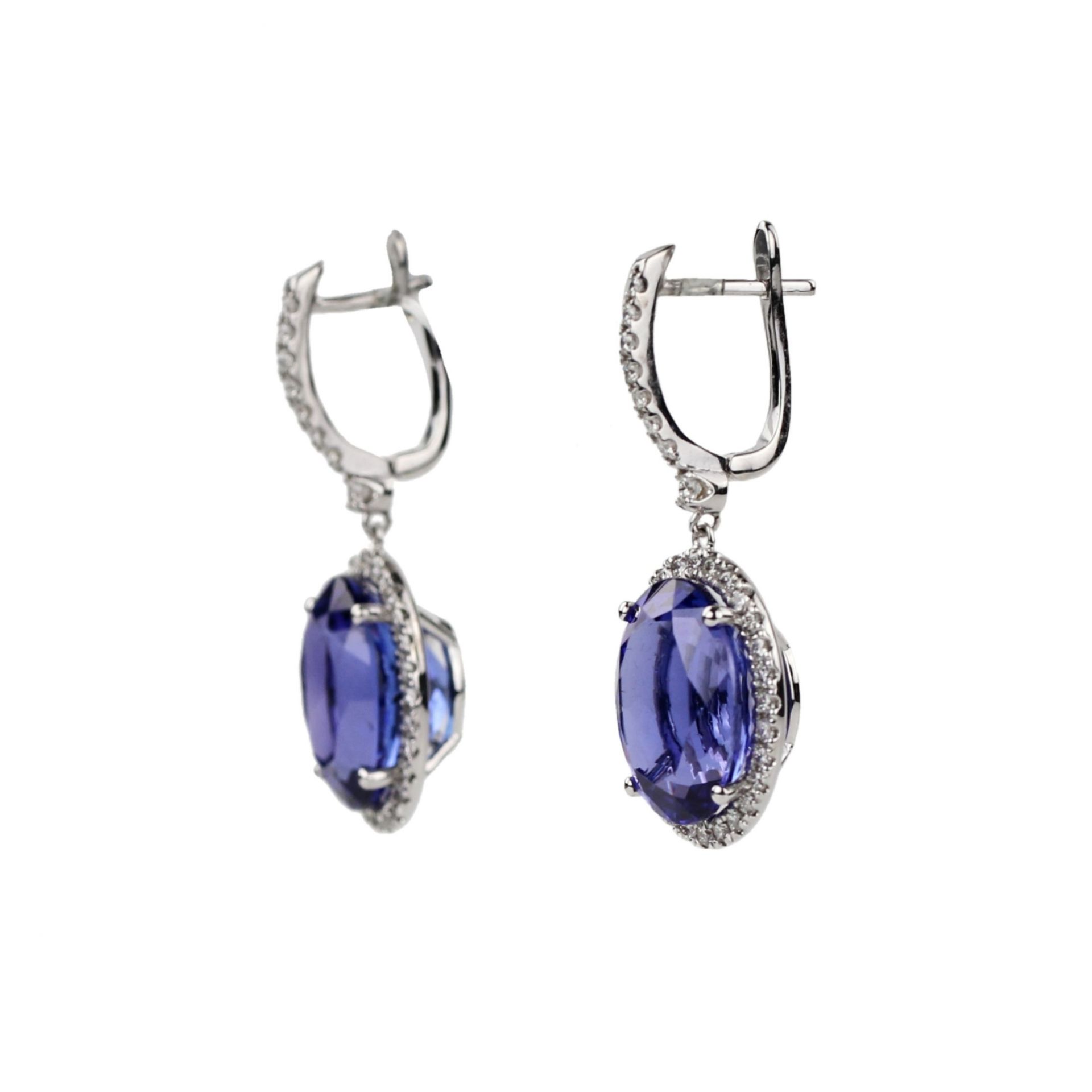 Manuel Spinosa. Gold earrings with tanzanites and diamonds. - Image 2 of 7
