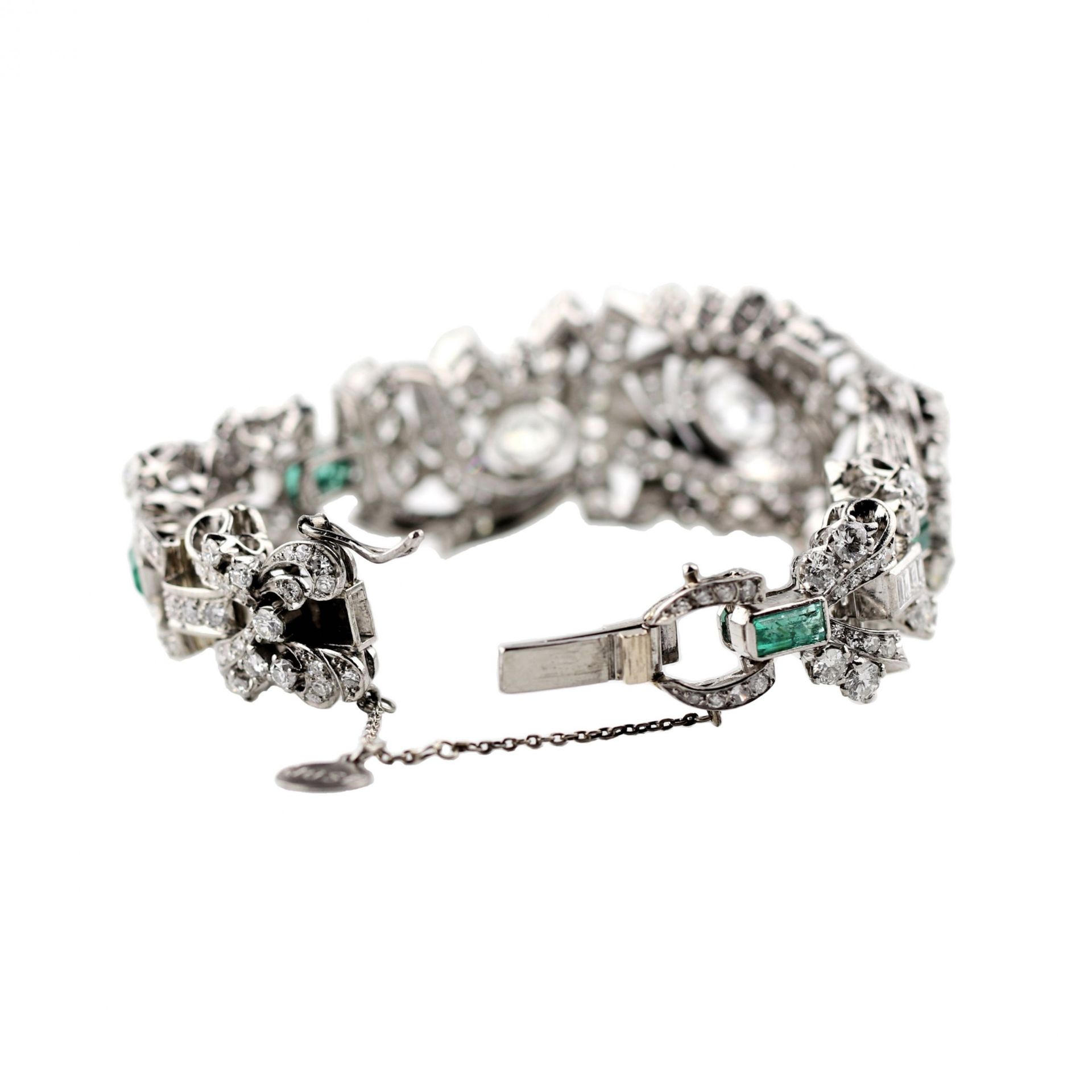 White gold bracelet with diamonds and emeralds - Image 5 of 6