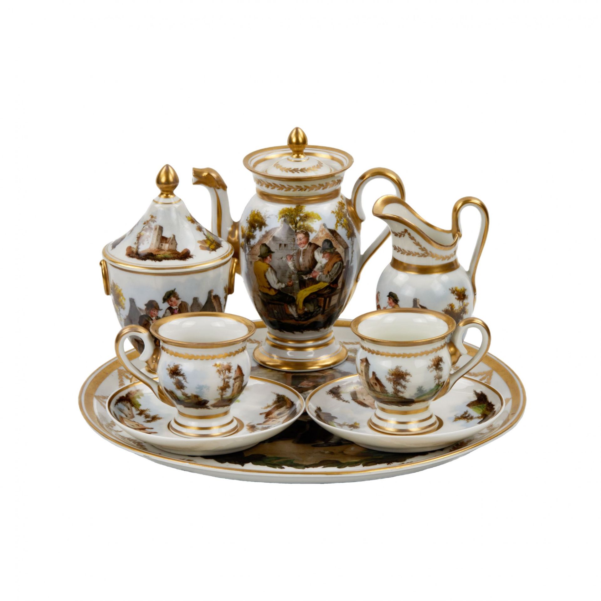 French tete-a-tete porcelain service, 19th century.