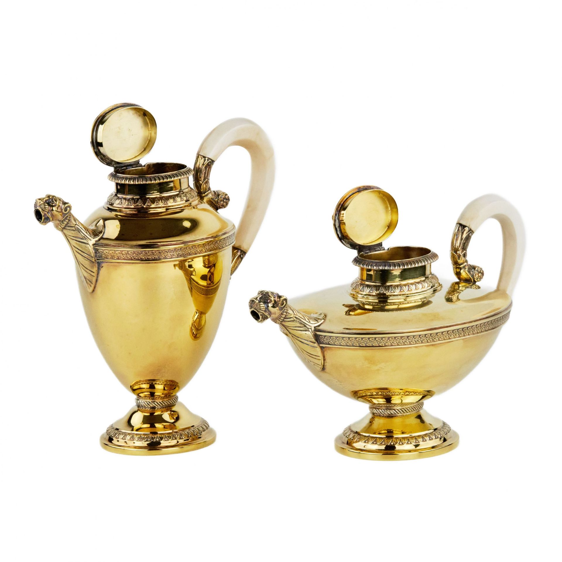 Tea and coffee service made of gilded silver. Bruckmann & Sohne. - Bild 4 aus 10