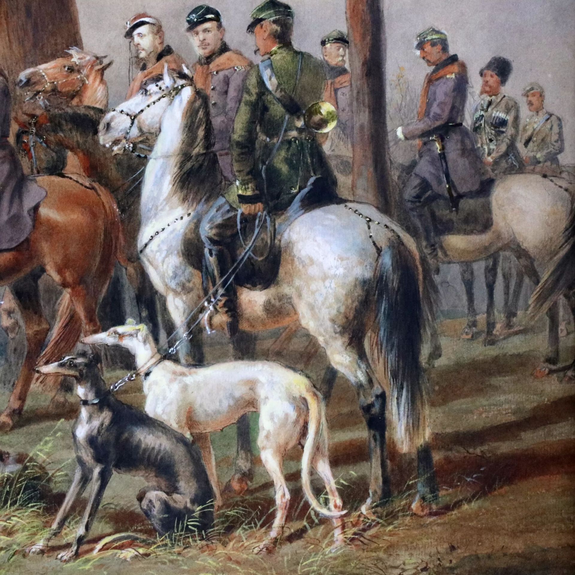 M.A. Zichy. Watercolor. Horse hunting of Alexander II near St. Petersburg. - Image 9 of 14