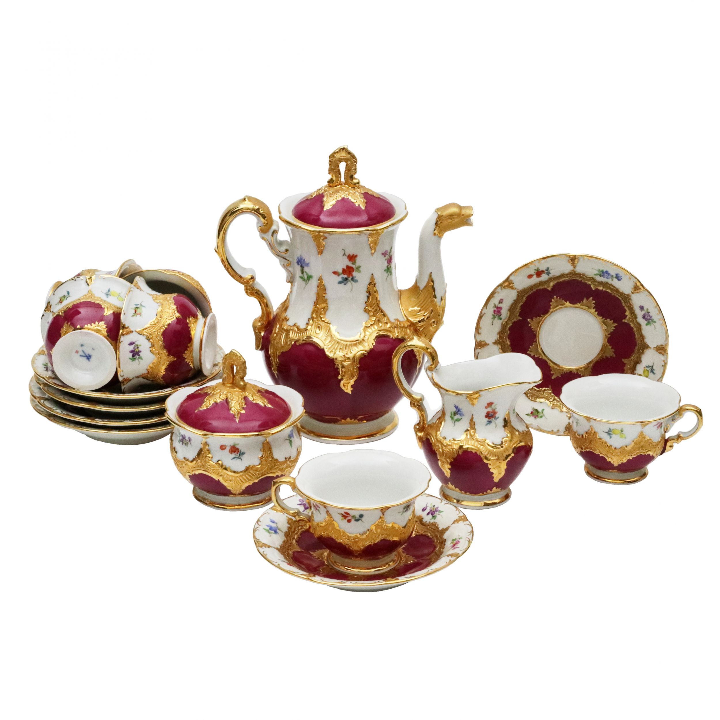 Meissen. B-Form mocha coffee service for 6 persons. - Image 2 of 8