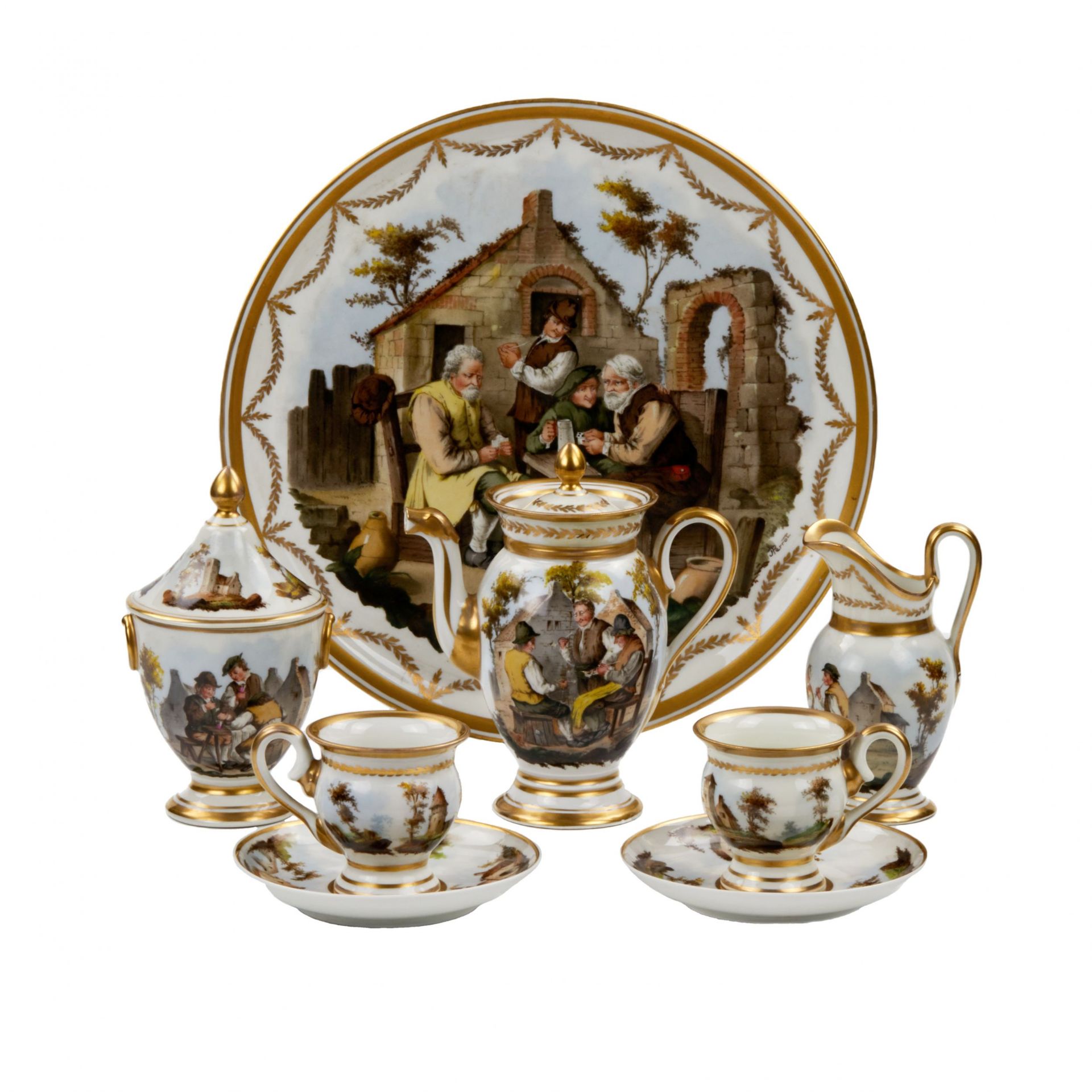 French tete-a-tete porcelain service, 19th century. - Image 19 of 19