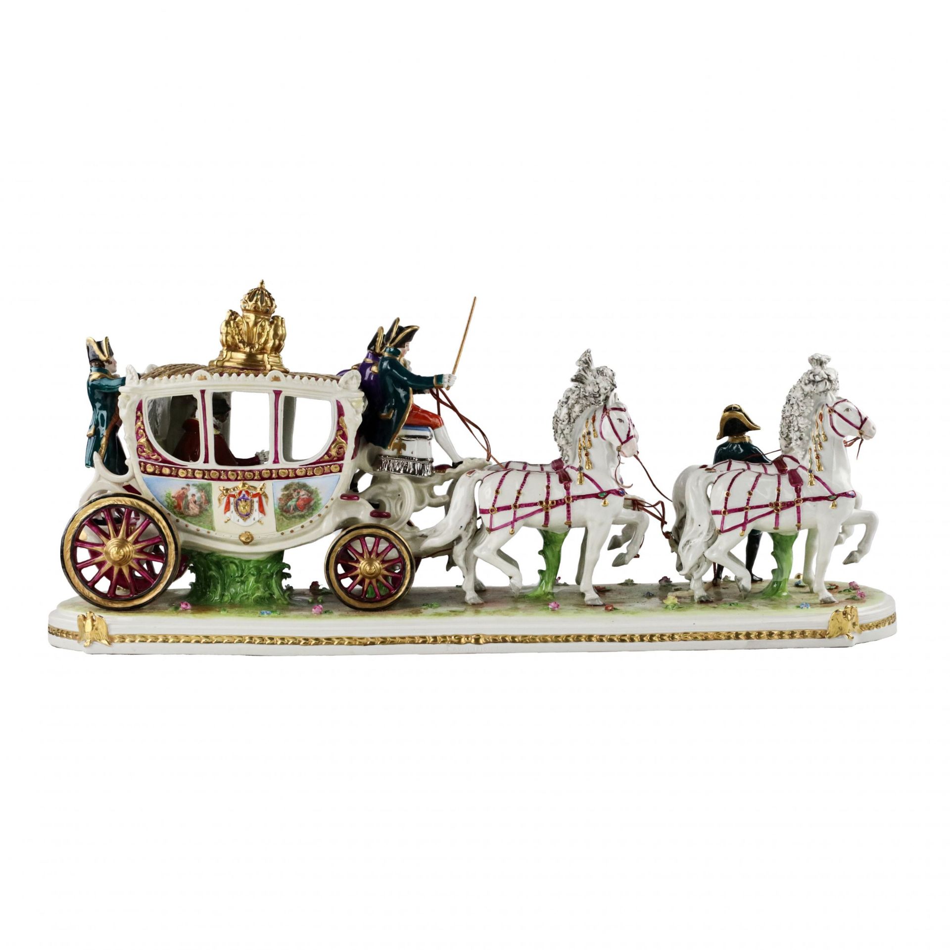 Saxon, sculptural, porcelain group Wedding carriage of Napoleon Bonaparte. - Bild 3 aus 12
