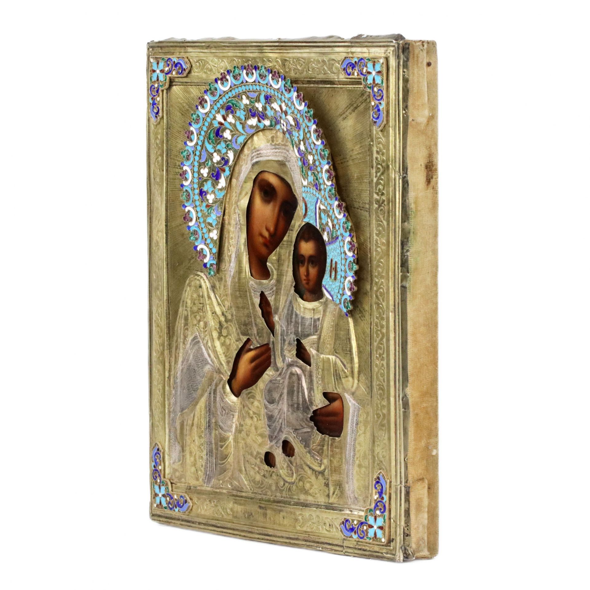 Icon of the Iberian Mother of God in a gilded silver frame with enamels. Moscow, 1908-1917 - Bild 2 aus 5