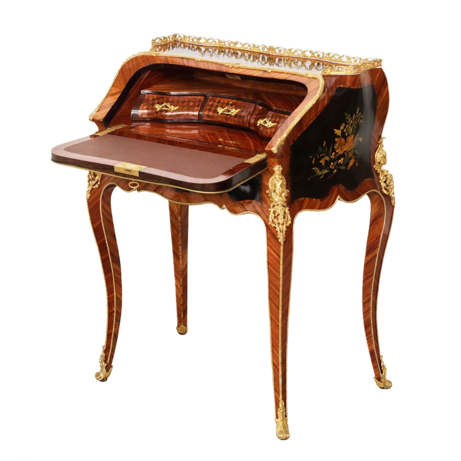Coquettish ladies` bureau in wood and gilded bronze, Louis XV style. - Image 3 of 11