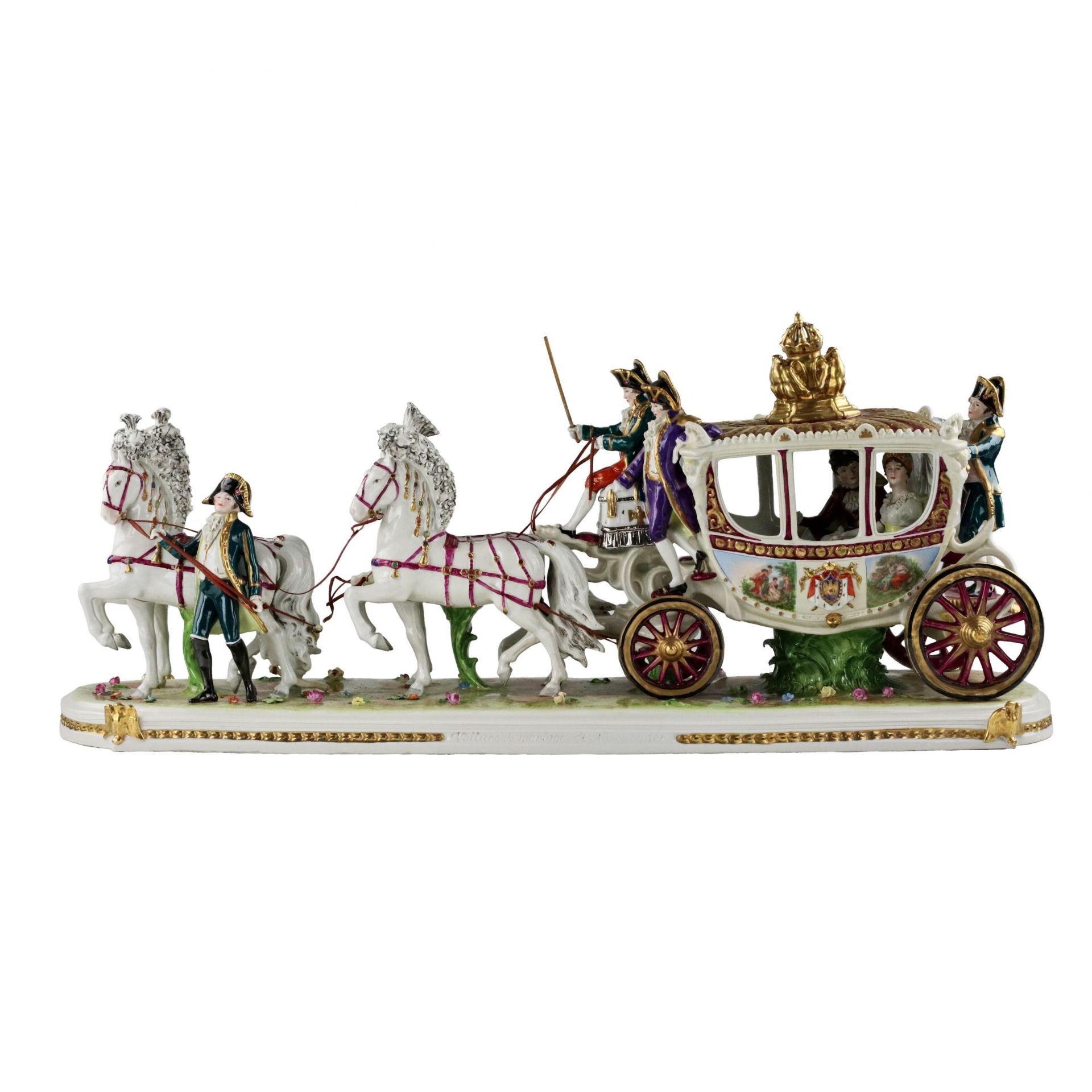 Saxon, sculptural, porcelain group Wedding carriage of Napoleon Bonaparte. - Bild 6 aus 12