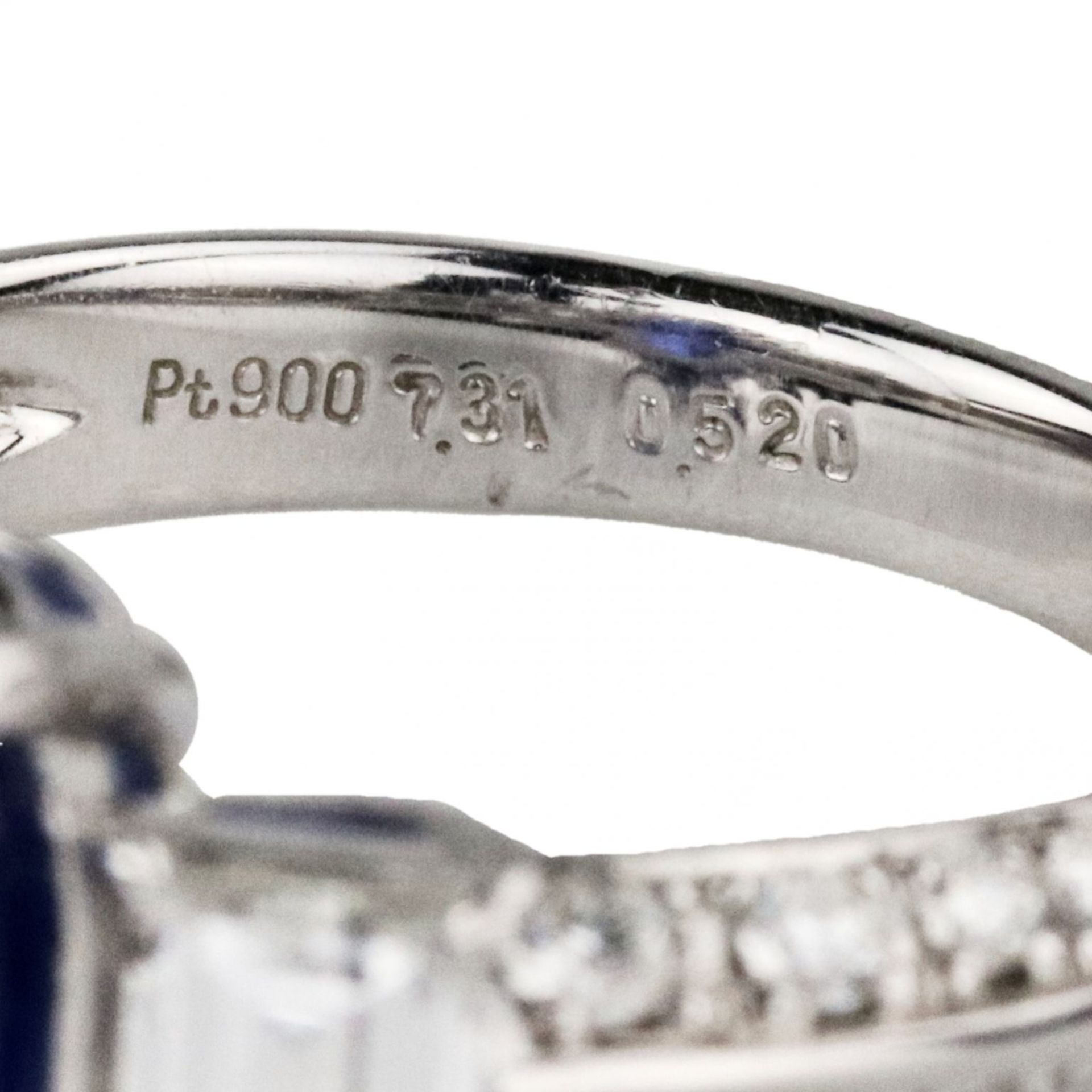 Unique, women`s ring in platinum with natural sapphire 7.31k and diamonds. - Bild 8 aus 9